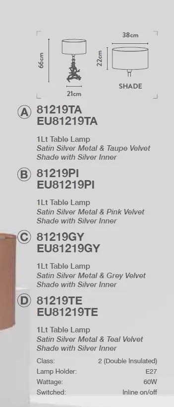 Veioza/Lampa de masa design lux elegant Belle argintiu/taupe