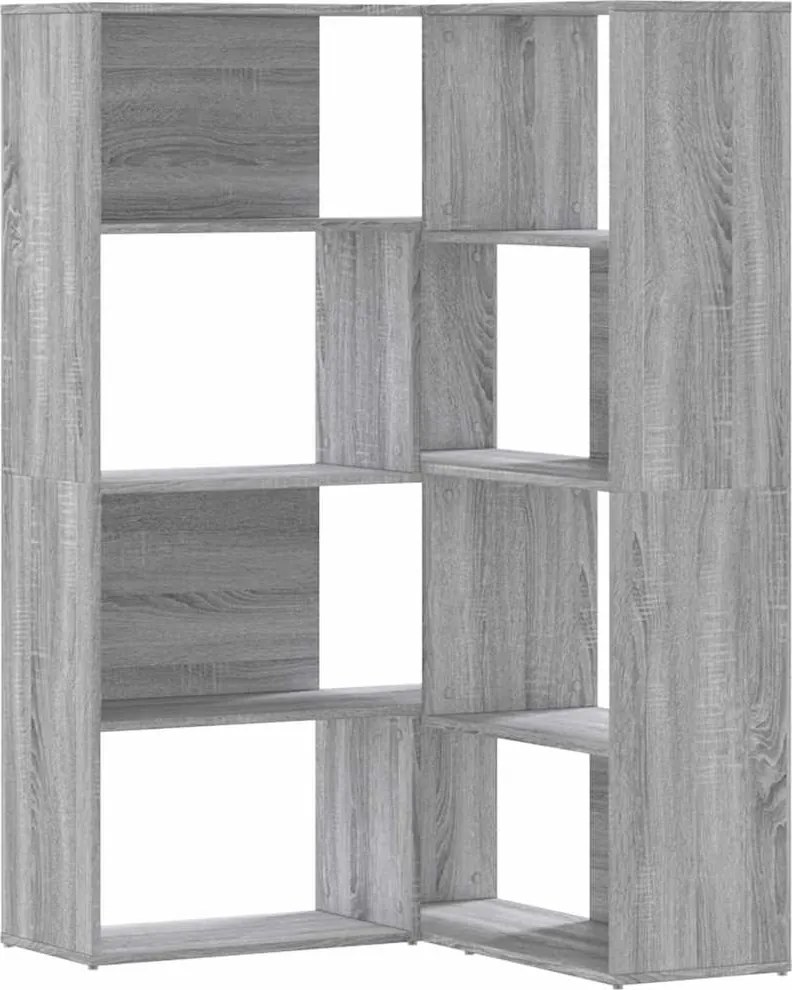 vidaXL Bibliotecă de colț cu 4 niveluri gri sonoma 85x85x140 cm lemn