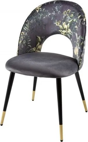 Set de 2 scaune moderne tapitate cu model floral Boutique gri