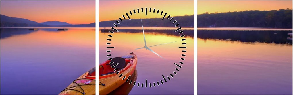 Tablou - Kayak pe lac (cu ceas) (90x30 cm)