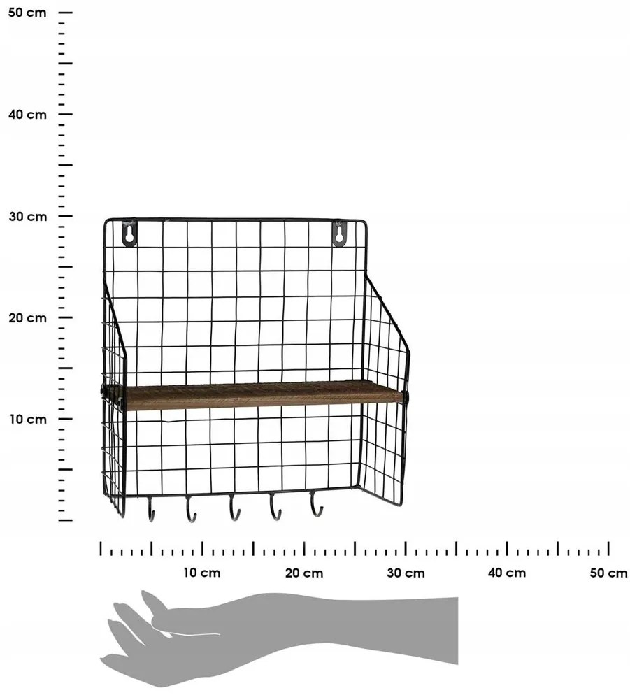 Etajera de perete cu 5 carlige LOFT 28x30 cm