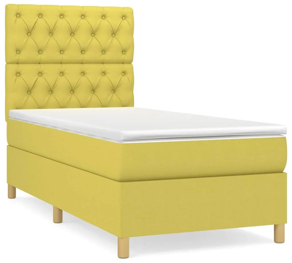 3142536 vidaXL Pat box spring cu saltea, verde, 80x200 cm, textil
