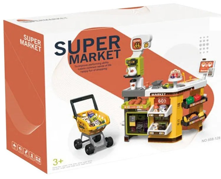 Supermarket de jucarie galben, 65 piese