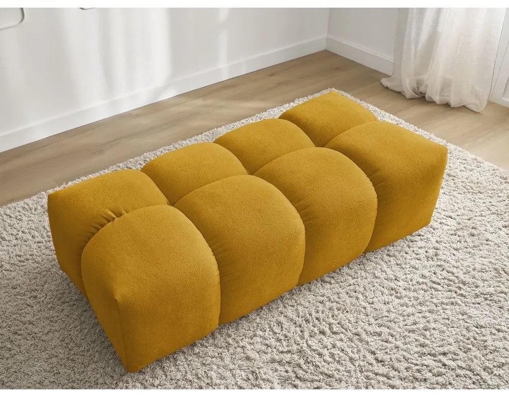 Taburet galben muștar cu tapițerie din chenille Everest – Bobochic Paris