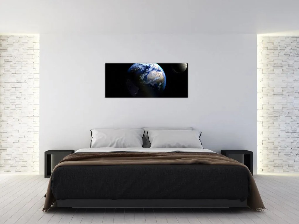 Tablou cu Luna și Pământul (120x50 cm)