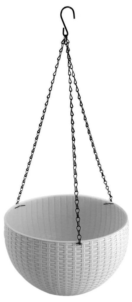 Ghiveci de flori suspendat, alb, 26x16 cm