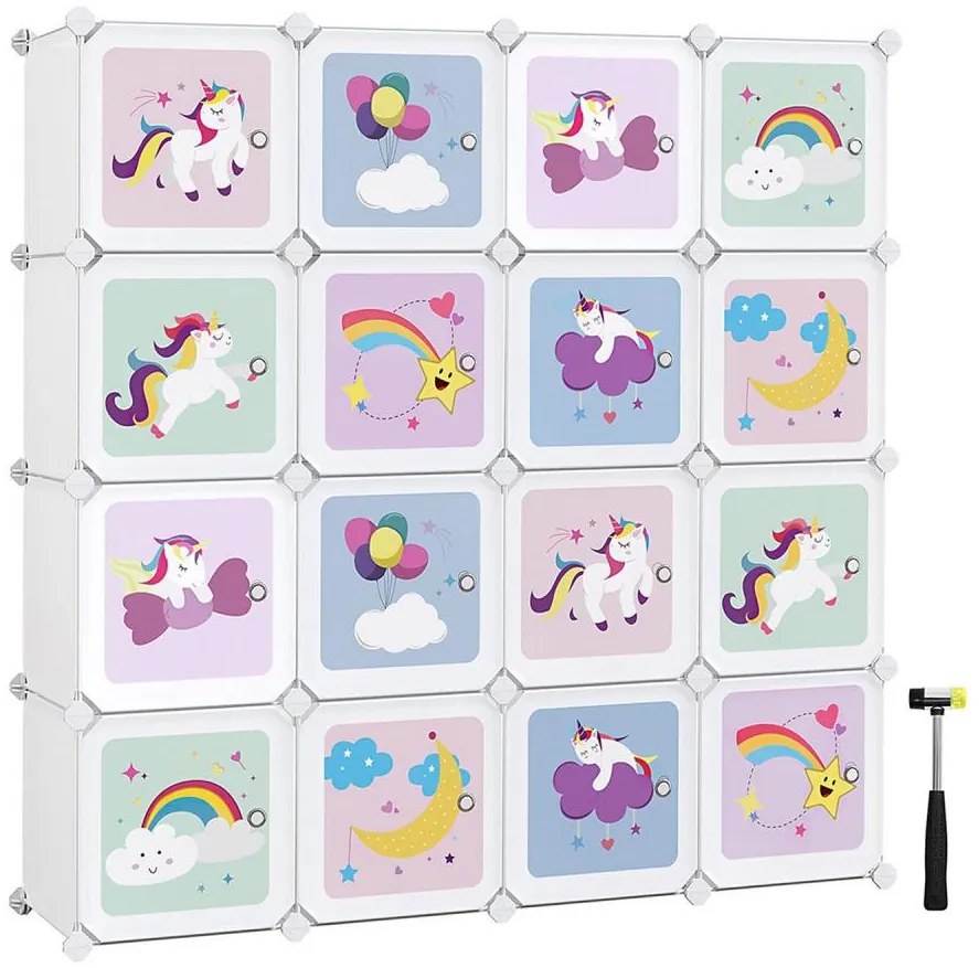 Dulap modular pentru copii ANET cu cutii colorate, depozitare practică