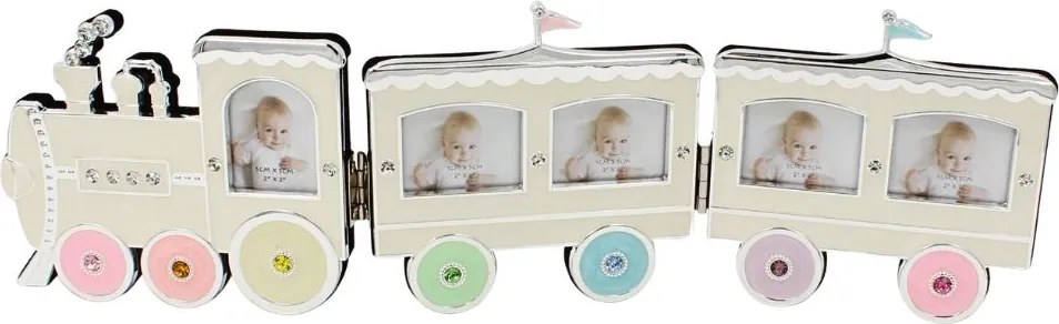 Ramă Foto Copii AZAY Tip Tren, 5x5 cm, Ramă Foto Multiplu Bebe, Decor Cameră Copil, Cadou Nou-Născut, Cutie Cadou Inclusă
