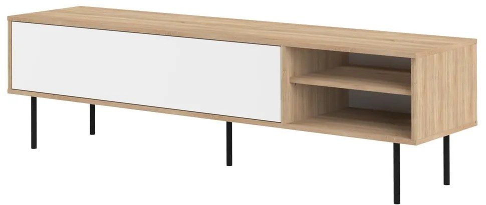 Comodă TV alb-natural cu aspect de lemn de stejar 165x40 cm Ampère – TemaHome