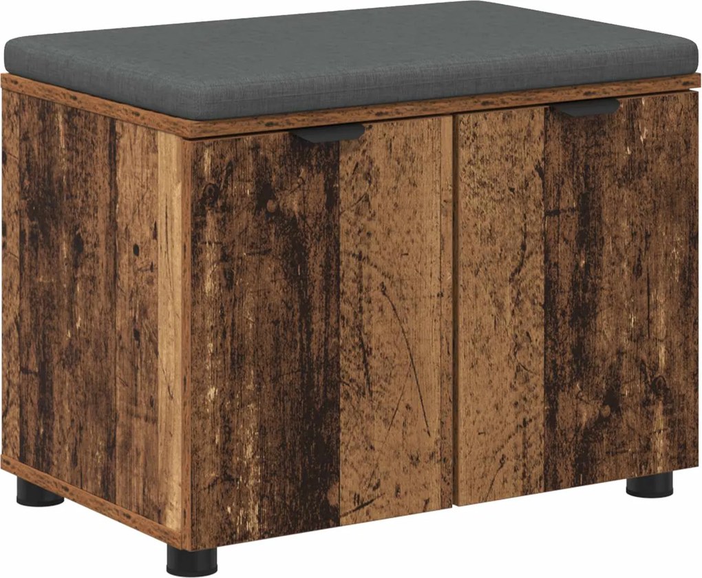 vidaXL Bancă pentru hol cu pernă cu raft Lemn vechi 60 x 38 x 46 cm