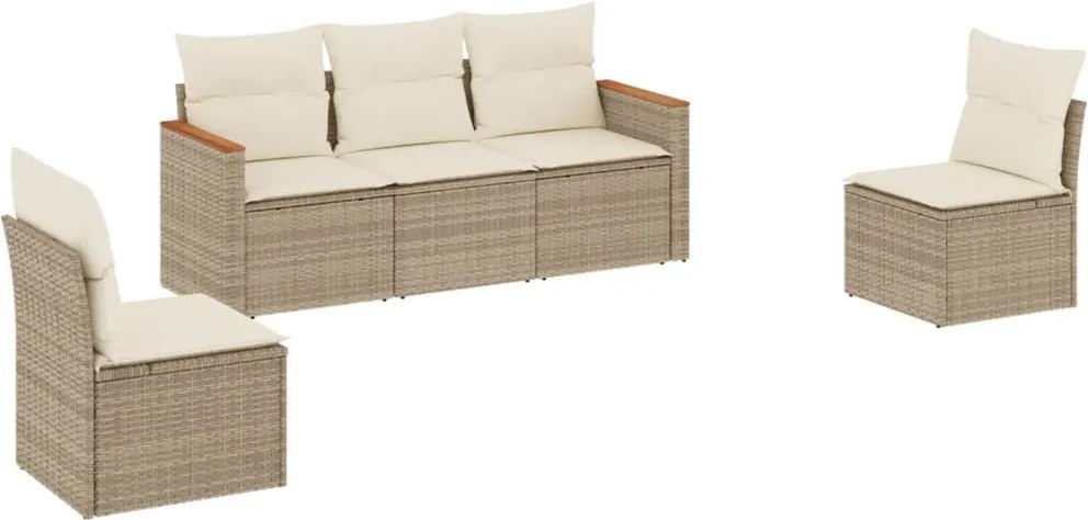 vidaXL Set canapele de grădină cu perne, 5 piese, bej, poliratan