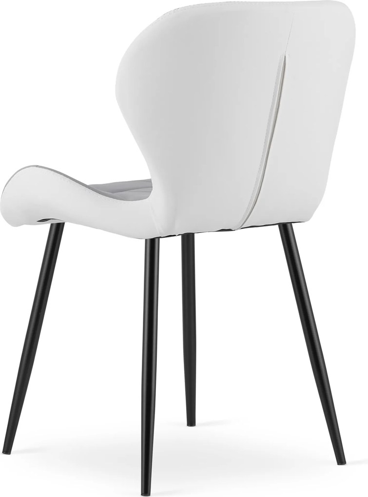 Scaun de dining MANGO din piele ecologica cu picioare negre, gri-alb