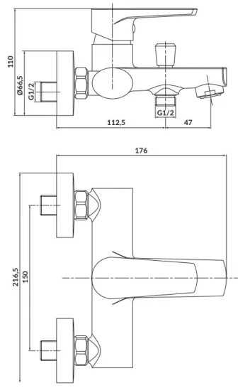 Cersanit S951-346 - Baterie de cadă MODUO crom lucios
