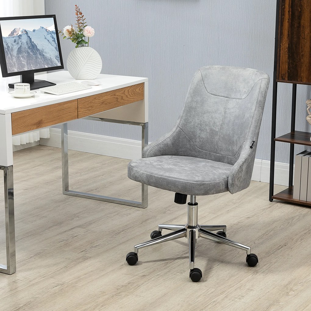 Vinsetto Scaun de Birou Ergonomic Reglabil cu Spătar Înclinabil, Rotire 360°, Design Modern, Gri Deschis | Aosom Romania