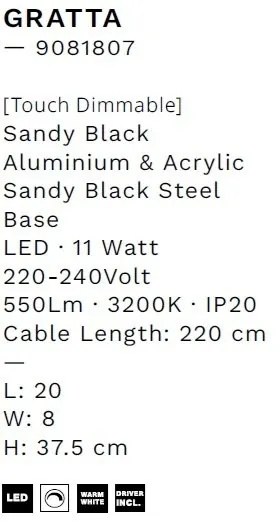 Veioza/Lampa de masa LED design modern GRATTA