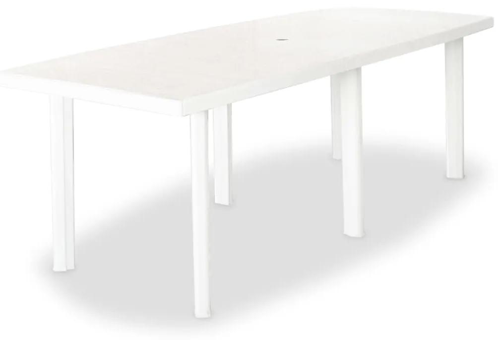 275076 vidaXL Set mobilier de exterior, 9 piese, alb, plastic