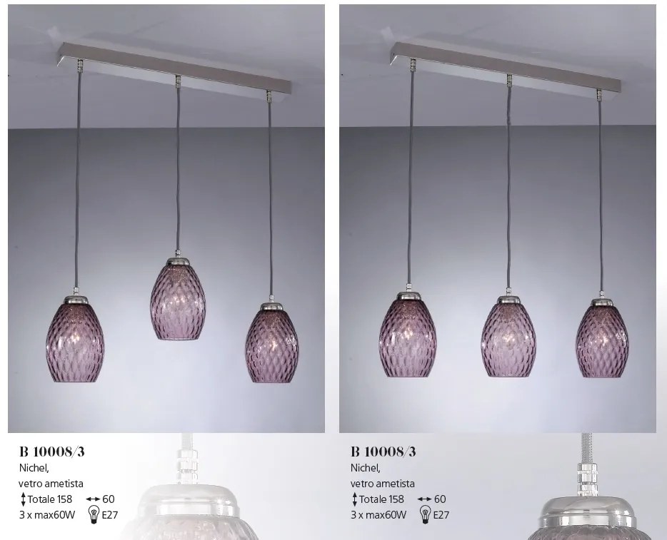 Lustra moderna cu 3 pendule design italian 10008 Amethyst