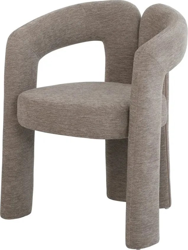Scaun cu design sculptural tesatura chenille greige ARCH