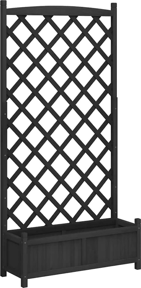 vidaXL Jardinieră cu spalier, negru, lemn masiv de brad