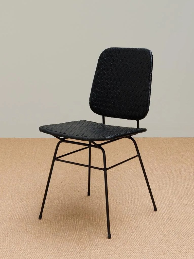 Scaun dining, negru, din rattan, Banyan