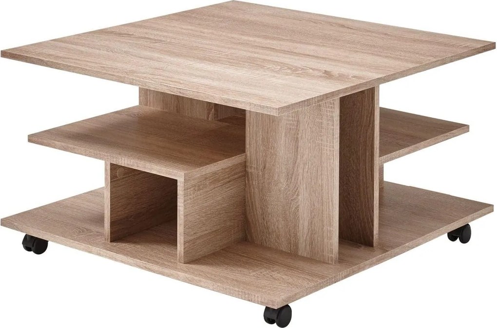 Masuta LEVKE LIGHT, stejar sonoma, PAL, 76x76x44 cm