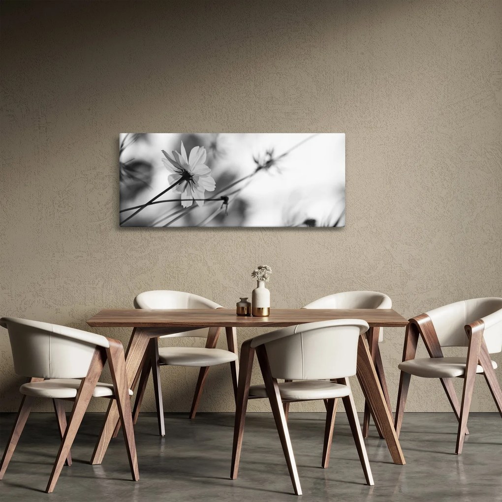 Tablou - Flori alb-negru (120x50 cm)