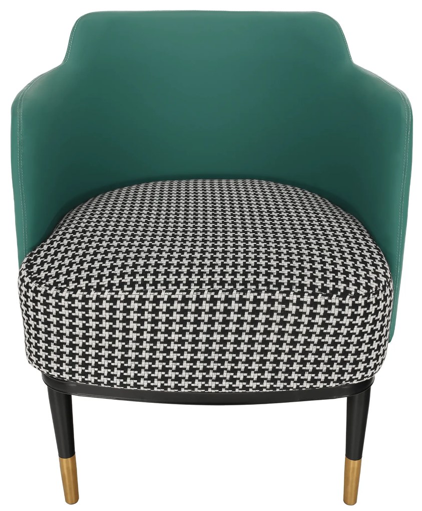 Fotoliu design, model alb-negru/ piele ecologică turcoaz, EMREN