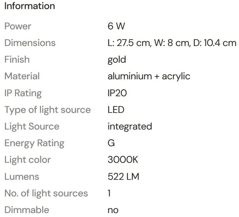 Aplica LED design decorativ Merano I aurie