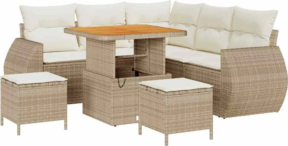 vidaXL Set de canapele pentru grădină 8 pcs Bej și crem poliratan