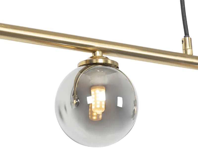 Lampă modernă cu pandantiv aurie 100 cm cu 5 lumini cu sticlă fumurie - Atena