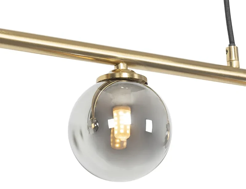 Lampă modernă cu pandantiv aurie 100 cm cu 5 lumini cu sticlă fumurie - Atena