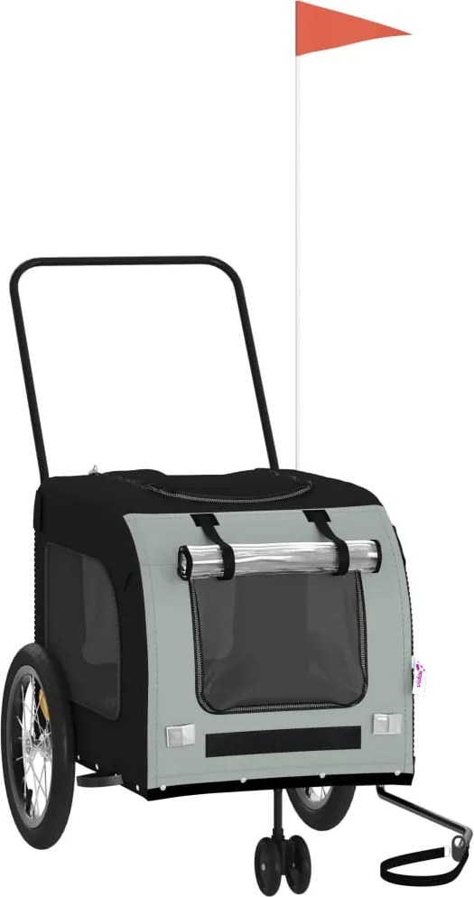 vidaXL Remorcă bicicletă animale companie gri/negru textil oxford/fier