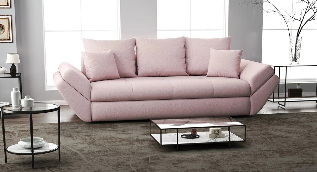 Canapea extensibilă dumonde cu ladă de depozitare si sezut confortabil din spuma high-density, Loana Enjoy Flamingo 250x100 cm