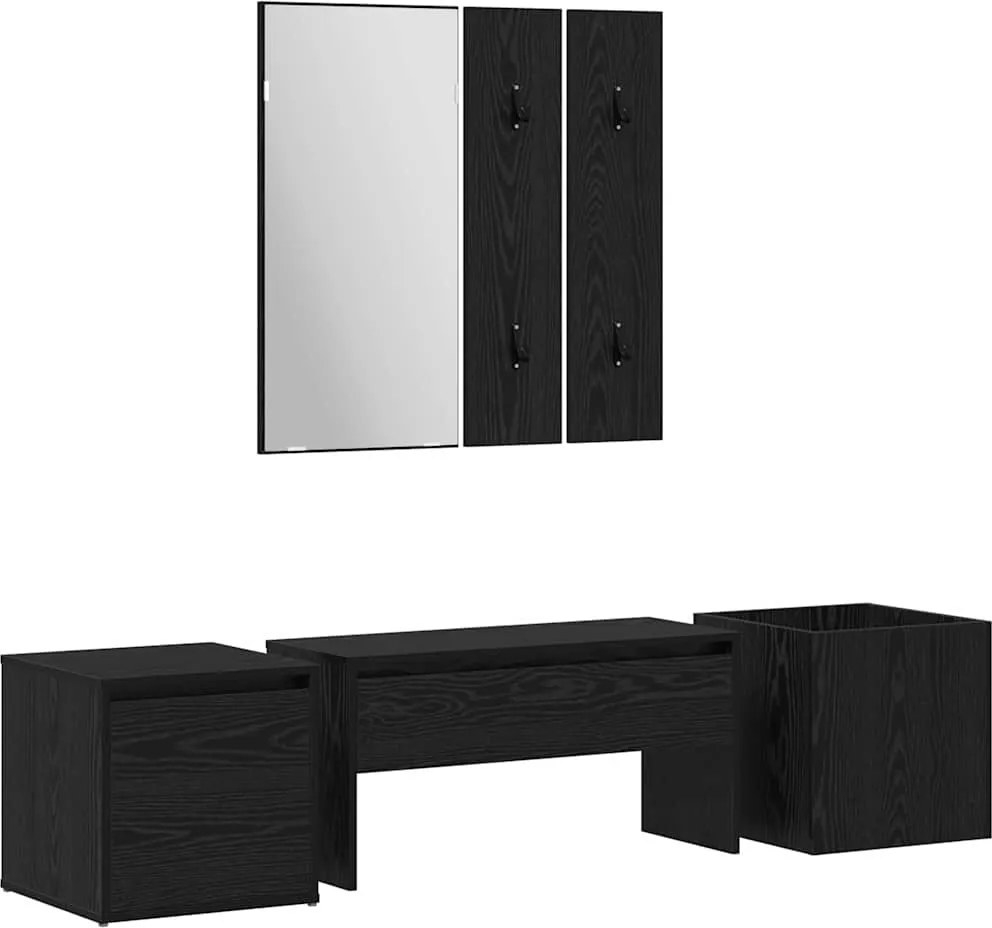 vidaXL Set mobilier hol Pe perete cu oglindă 6 pcs Lemn compozit