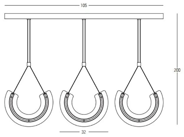 Lustra cu 3 Pendule LED, Aluminiu, Auriu, Deco Line