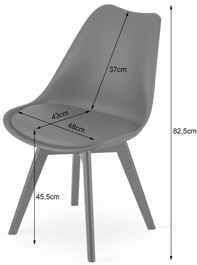 Scaun de masa Culoare gri deschis cu picioare negre, BALI MARK