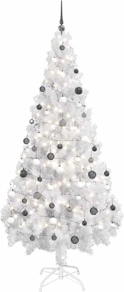 vidaXL Brad de Crăciun pre-iluminat cu globuri, 180 cm, 620 de ramuri