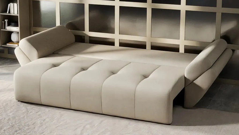 Canapea extensibilă dumonde cu ladă de depozitare si sezut confortabil din spuma high-density, Berlin Enjoy Camel 250x100 cm