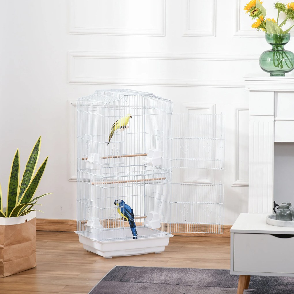 PawHut Cusca Albă pentru Păsări, Spațioasă, cu Accesorii Incluse, 46.5x35.5x92cm | Aosom Romania