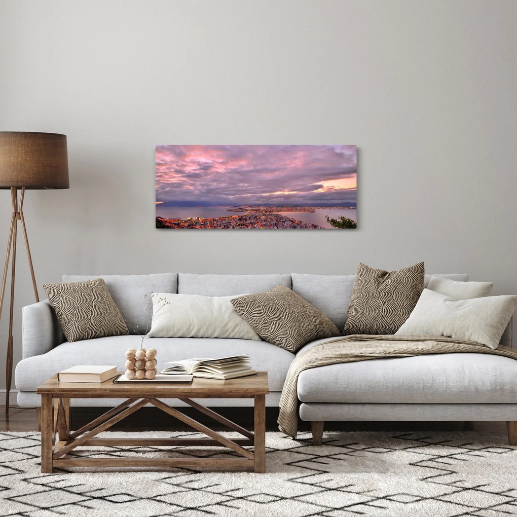 Tablou - Amurg la oraș (120x50 cm)