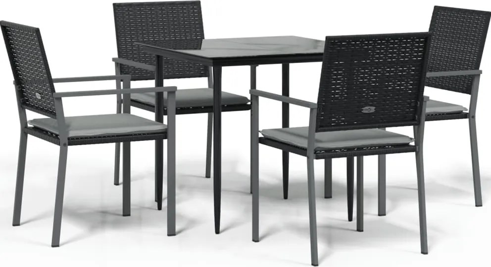 vidaXL Set mobilier de grădină cu perne, 5 piese, poliratan și oțel