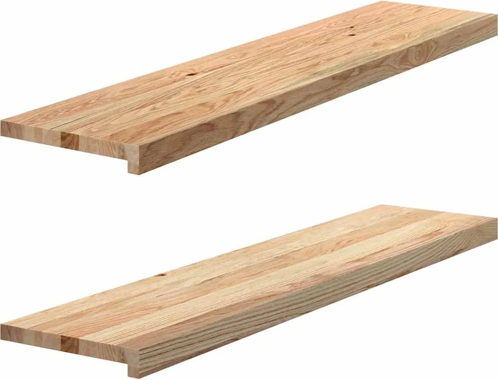 vidaXL Trepte scari 2 buc Stejar masiv netratat 110x30x2 cm