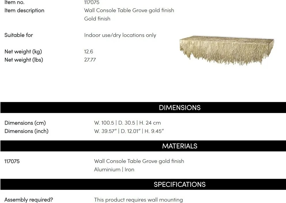 Consola suspendata design LUX Grove