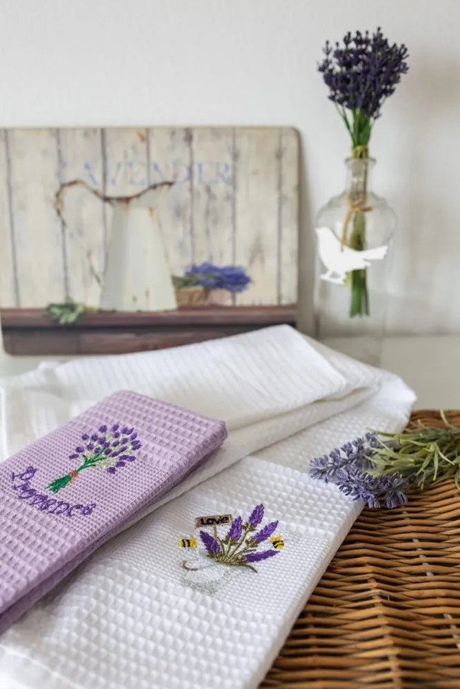 Prosoape de bucătărie waffle brodate cu motiv – Set de 2 bucăți