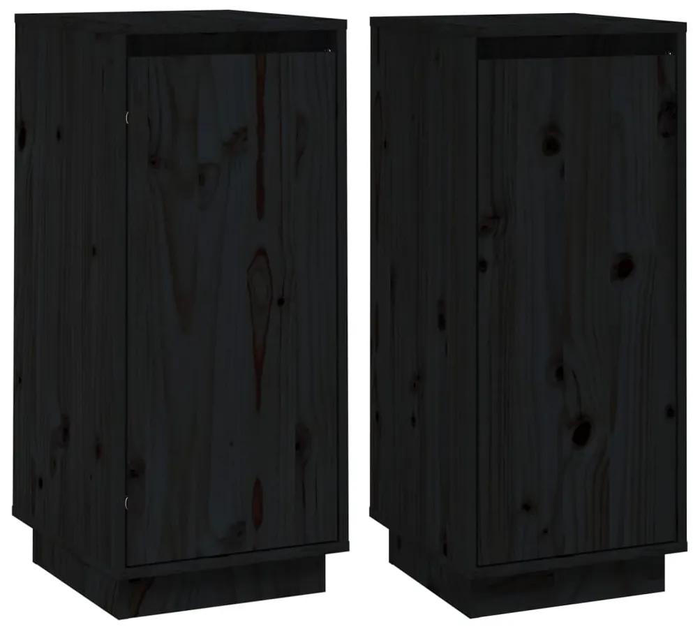 813359 vidaXL Servante, 2 buc., negru, 31,5x34x75 cm, lemn masiv de pin