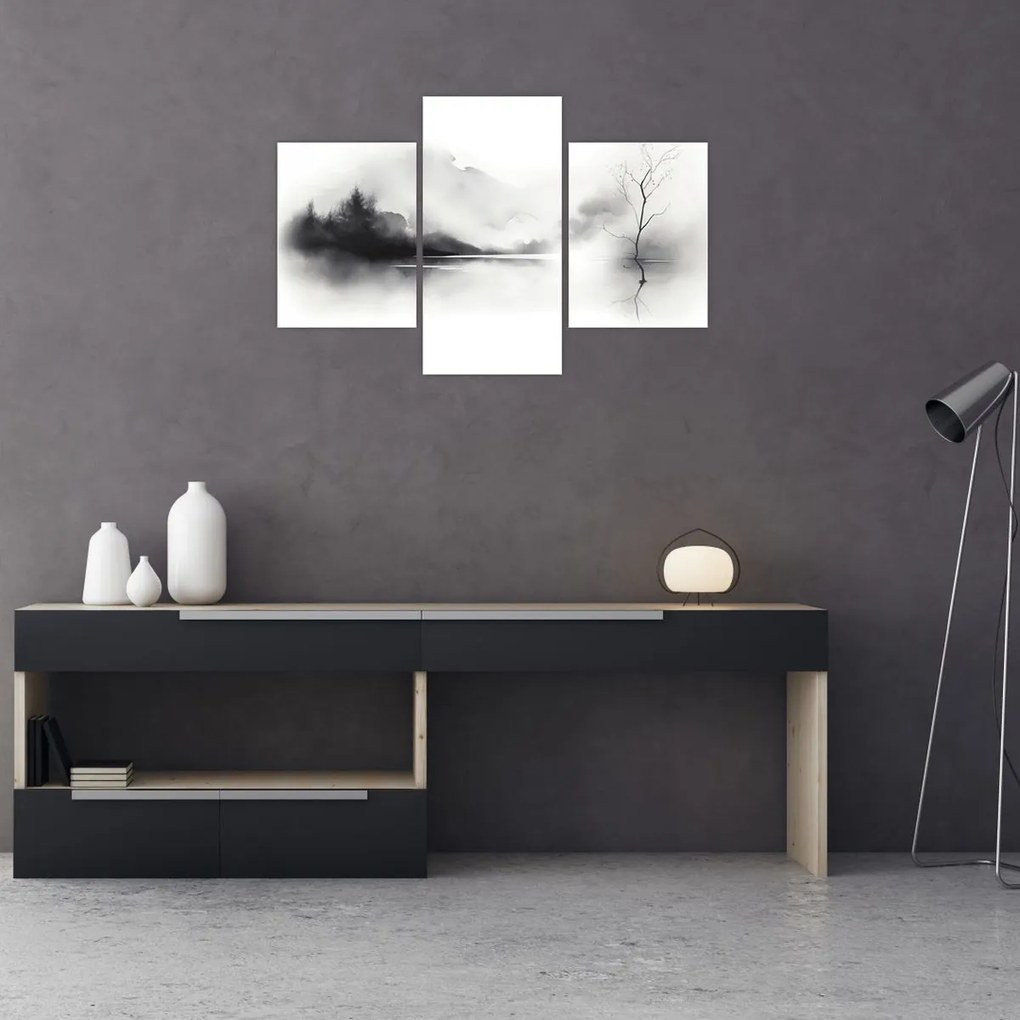 Tablou - pictură cu cerneală de peisaj (90x60 cm)