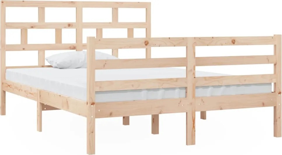 vidaXL Cadru de pat dublu, 135x190 cm, lemn masiv