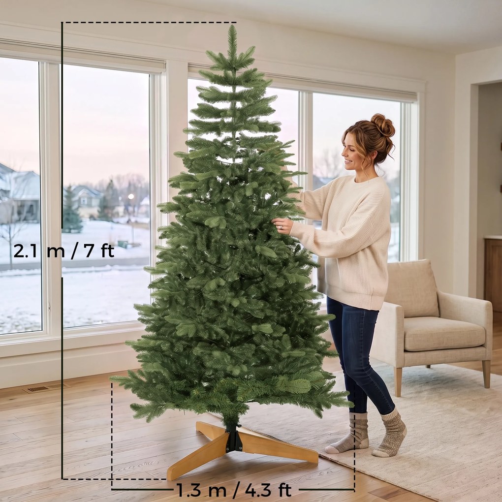 HOMCOM Brad artificial de Crăciun Brad Nobil, 1161 ramuri, 210 cm, verde | Aosom Romania