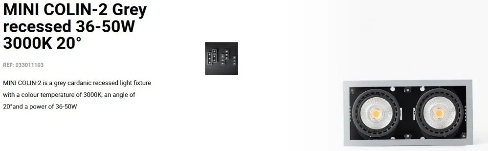 Spot LED incastrabil MINI COLIN-2 Grey recessed 36-50W 3000K 20°