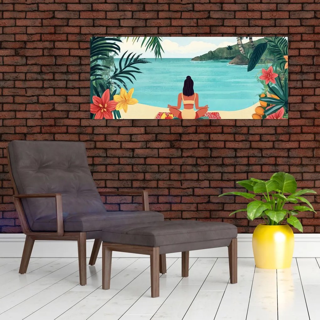 Tablou - Yoghiniță pe plajă (120x50 cm)